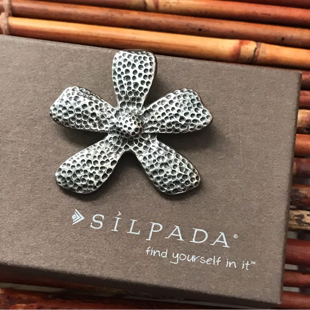 Silpada Sterling Silver Textured Flower Pendant Slider